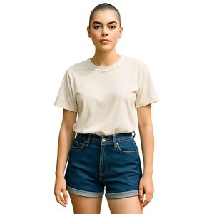 Abercrombie & Fitch Jean shorts rolled hem high rise blue denim W24